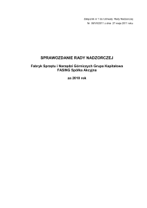 8. Sprawozdanie Rady Nadzorczej z działalności w 2010