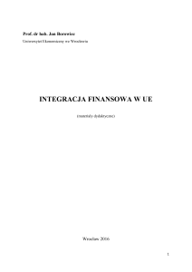 Integracja finansowa w UE - Uniwersytet Ekonomiczny we Wrocławiu