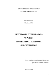 Autoironia wyzwalająca w poezji Konstantego Ildefonsa Gałczyńskiego