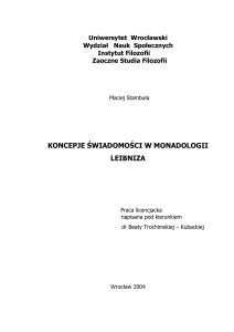 Koncepje świadomości w monadologii Leibniza