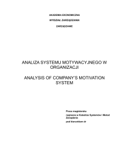 Zarządzanie Analiza systemu motywacyjnego