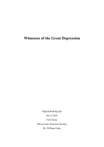 Witnessess of the Great Depression based on Grapes of Wrath
