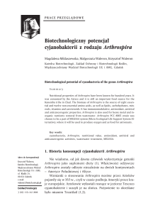 Biotechnologiczny potencjal cyjanobakterii z rodzaju Arthrospira