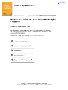 Dyslexia and difficulties with study skills in higher education (2)
