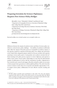 [1871191X - The Hague Journal of Diplomacy] Preparing Scientists for Science Diplomacy Requires New Science Policy Bridges