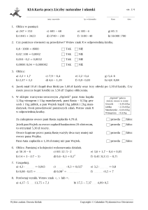 klasa 6 - Karta pracy - liczby natuaralne i ułamki (3)