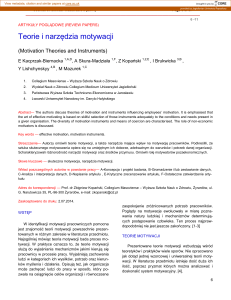 Teorie i narzędzia motywacji - artykuł poglądowy