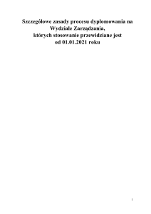 Zasady Dyplomowania Wydziału Zarządzania UW