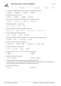 KL8 Karta Pracy: Liczby i Działania - Matematyka dla Klasy 8