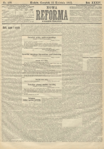 Nowa Reforma 15 Kwietnia 1915: Wiadomości z I Wojny Światowej
