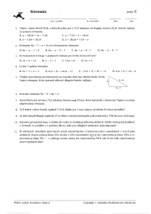 Równania - Test z matematyki dla szkoły podstawowej/gimnazjum