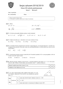 Matematyka Klasa 8: Sesja 3 Wersja B - Test z Plusem 2018/2019