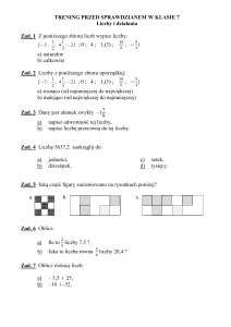 Trening przed sprawdzianem z matematyki klasa 7 - Liczby i działania