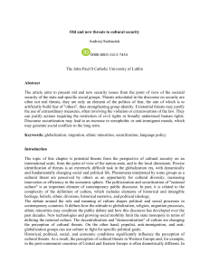 Old and new threats to cultural security – Andrzej Szabaciuk