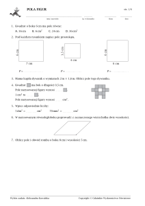 Pola figur geometrycznych - karta pracy z matematyki