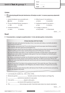 English Language Test: Unit 6 Assessment for Junior Explorer 5