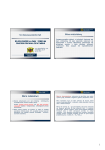 Bilans Materiałowy i Cieplny w Technologii Chemicznej - Politechnika Gdańska